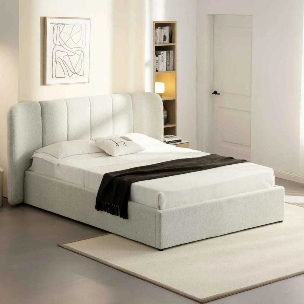 decofurn-furniture-eden-textured-fabric-bed-660 Eden Textured Fabric Bed - Image 1