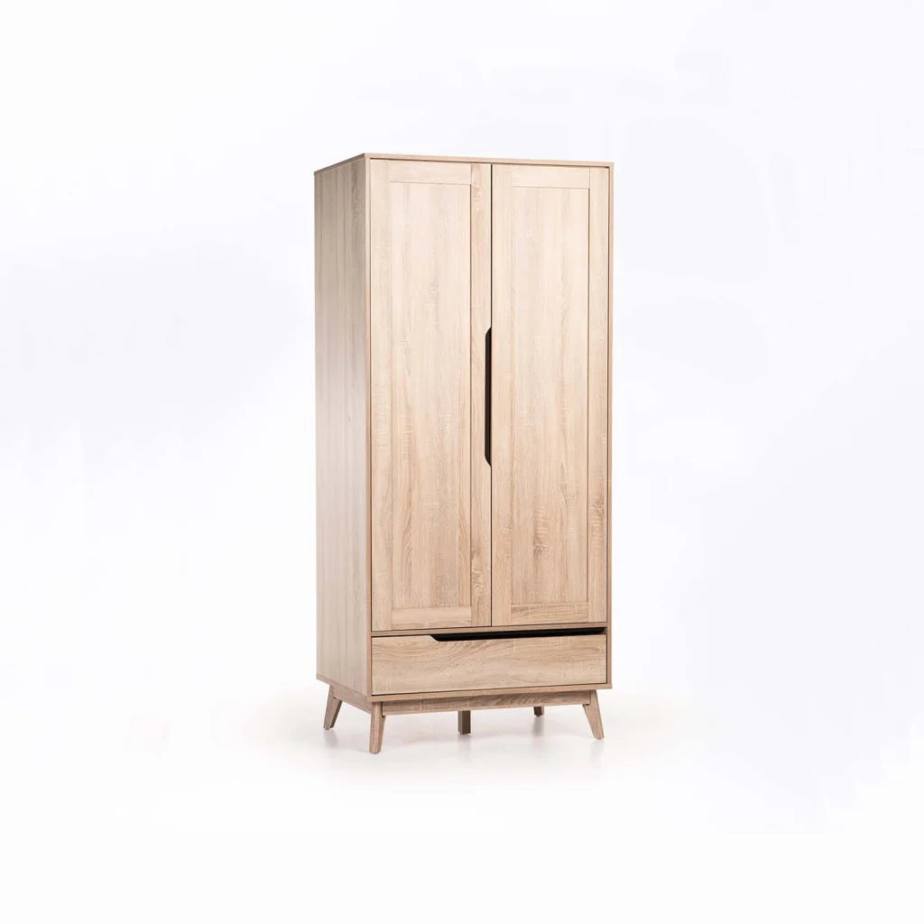decofurn-furniture-fin-deluxe-2-door-1-drawer-robe-812 Fin Deluxe 2 Door 1 Drawer Robe - Image 1
