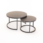Gio Set Of 2 Stone Top Coffee Table - Black Leg - Image 9