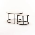 Gio Set Of 2 Stone Top Coffee Table - Black Leg