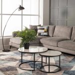 Gio Set Of 2 Stone Top Coffee Table - Black Leg - Image 2