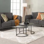 Gio Set Of 2 Stone Top Coffee Table - Black Leg - Image 8