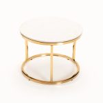 Gio Set Of 2 Stone Top Coffee Table - Gold Leg - Image 5