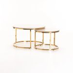 Gio Set Of 2 Stone Top Coffee Table - Gold Leg