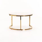 Gio Set Of 2 Stone Top Coffee Table - Gold Leg - Image 4