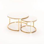 Gio Set Of 2 Stone Top Coffee Table - Gold Leg - Image 3