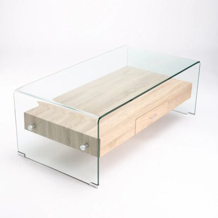 Ivy 120X60Cm 12Mm Tempered Glass Coffee Table With Drawer