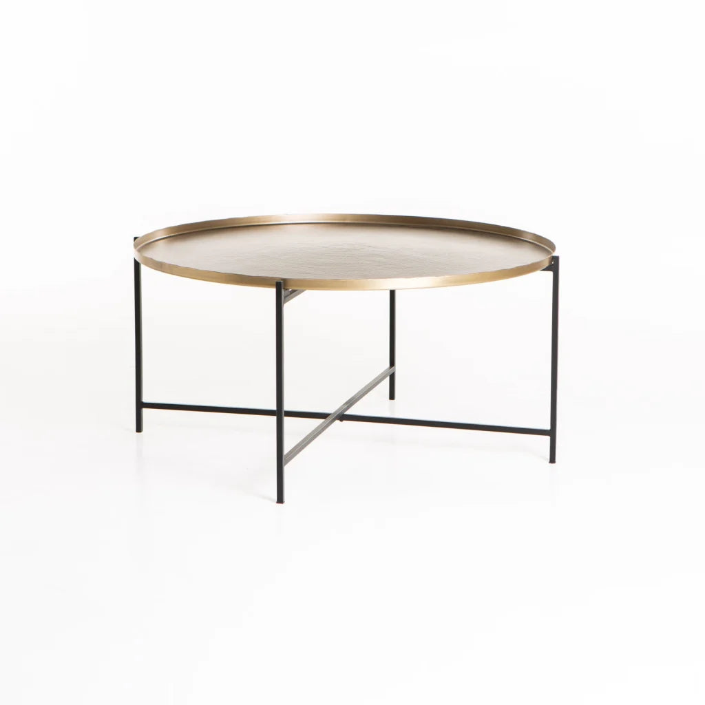 decofurn-furniture-kai-90cm-round-coffee-table-brass-antique-669 Kai 90Cm Round Coffee Table - Brass Antique - Image 1