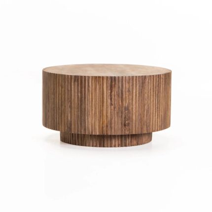 Kavi 70Cm Round Solid Wood Coffee Table