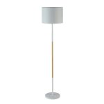 Floor Lamp White+Wood White Fabric Shade 150Cm H
