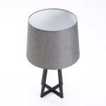 Table Lamp Black Metal Base Grey Fabric Shade - Image 2