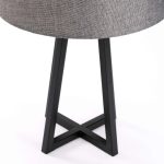 Table Lamp Black Metal Base Grey Fabric Shade - Image 3