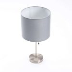 Table Lamp Metal Base Grey Fabric Shade - Image 2