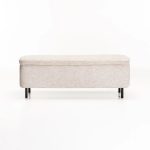 Lily Textured Fabric Storage Ottoman - Cream - Image 3