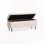 Lily Textured Fabric Storage Ottoman - Cream - Image 2