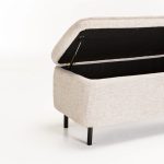 Lily Textured Fabric Storage Ottoman - Cream - Image 6