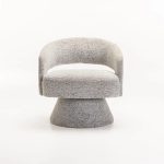 Olga Speckled Fabric Swivel Chair - Light Grey - Image 2
