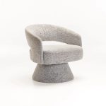 Olga Speckled Fabric Swivel Chair - Light Grey