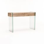 Opal 110X40Cm 12Mm Tempered Glass Console With Drawers