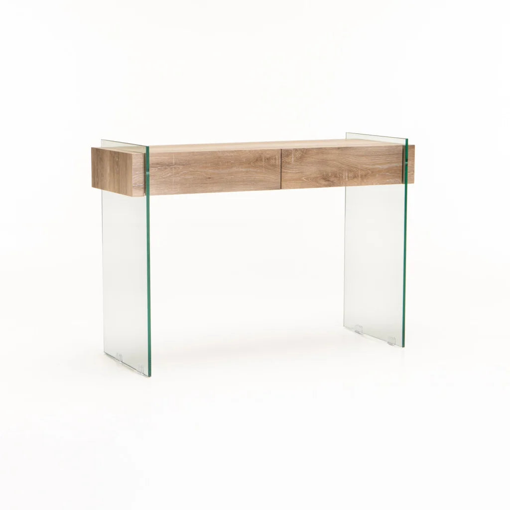 decofurn-furniture-opal-110x40cm-12mm-tempered-glass-console-with-drawers-998 Opal 110X40Cm 12Mm Tempered Glass Console With Drawers - Image 1