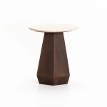 Rani 45Cm Round Travertine & Solid Wood Side Table