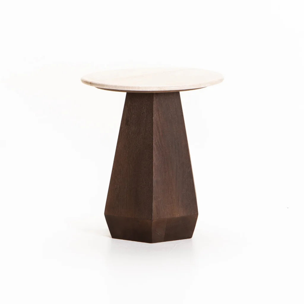 decofurn-furniture-rani-45cm-round-travertine-solid-wood-side-table-103 Rani 45Cm Round Travertine & Solid Wood Side Table - Image 1
