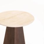 Rani 45Cm Round Travertine & Solid Wood Side Table - Image 2