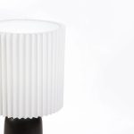 Table Lamp Black Cylinder Base Pleated White Shade - Image 3