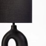 Table Lamp Black Oval Base Black Fabric Shade - Image 2