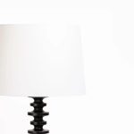 Table Lamp Stacked Black Base White Fabric Shade - Image 3