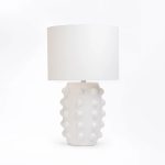 Table Lamp White Dotted Base White Fabric Shade