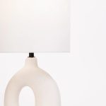 Table Lamp White Oval Base White Fabric Shade - Image 2