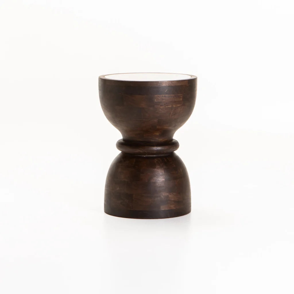 decofurn-furniture-taj-marble-solid-wood-side-table-382 Taj Marble & Solid Wood Side Table - Image 1