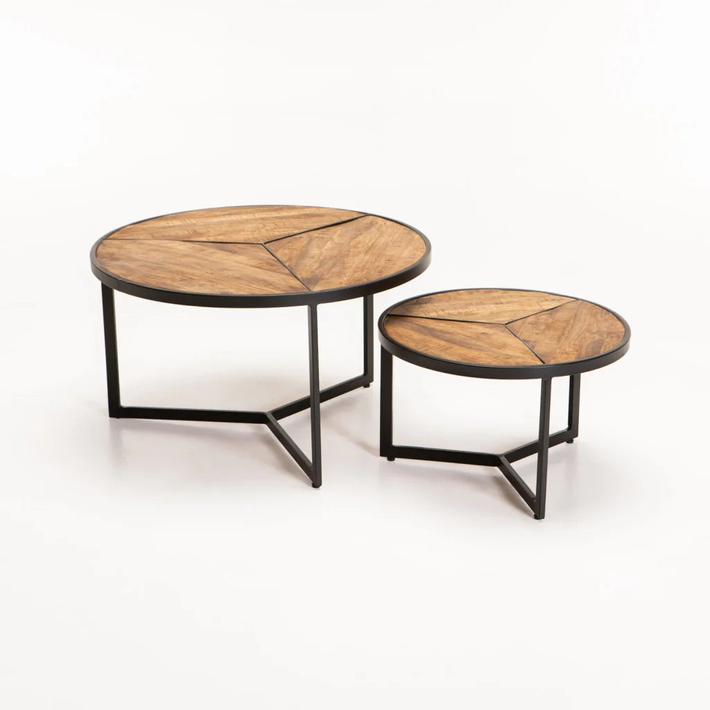 decofurn-furniture-vea-set-of-2-70-50cm-solid-wood-coffee-table-912 Vea Set Of 2 70/50Cm Solid Wood Coffee Table - Image 1