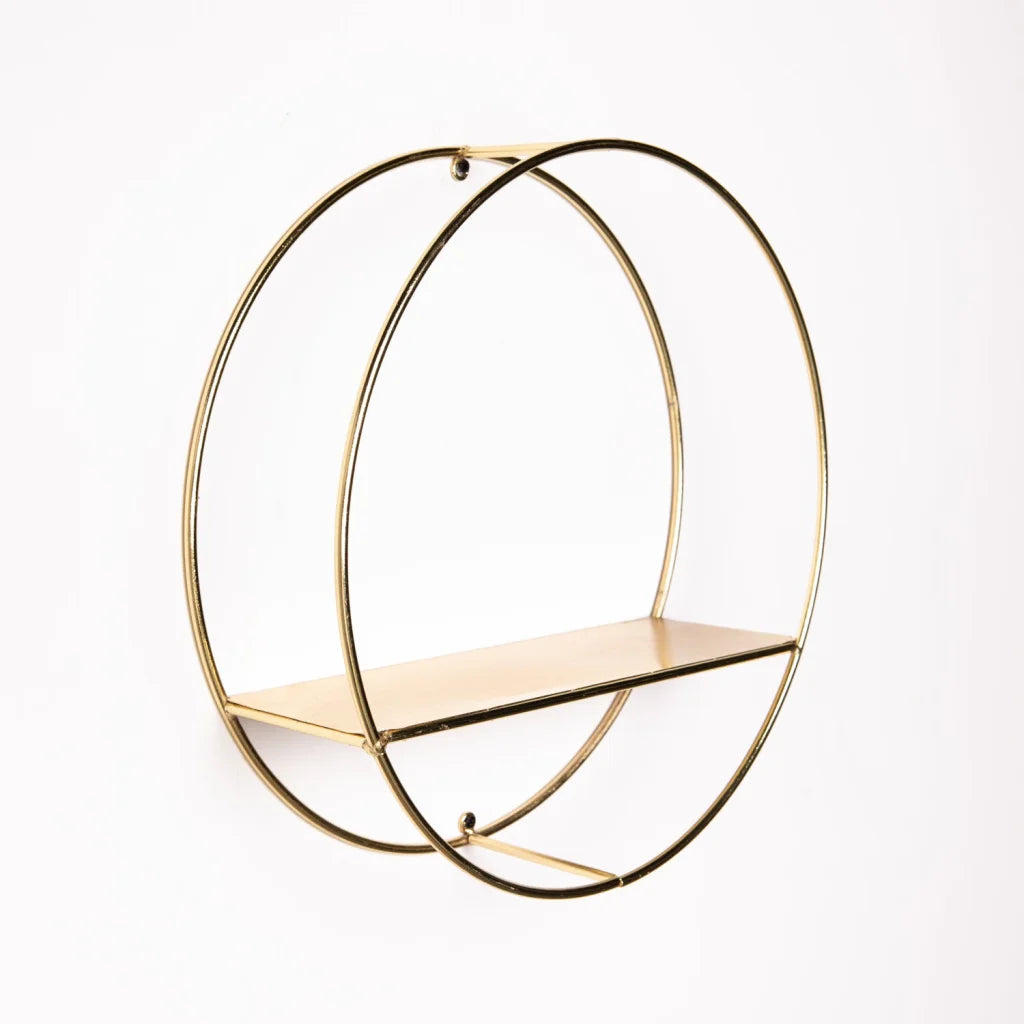 decofurn-furniture-wall-shelf-gold-circle-326 Wall Shelf - Gold Circle With Shelf - Image 1