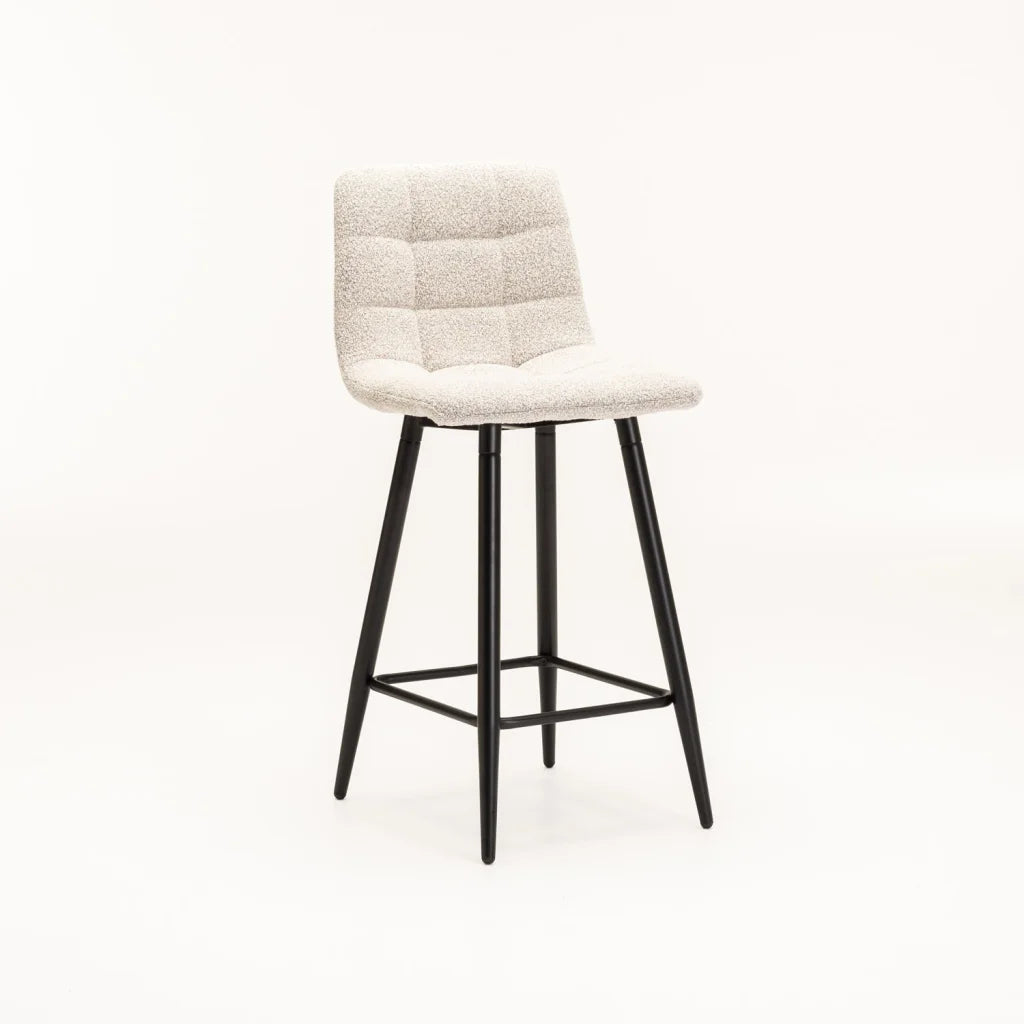 decofurn-furniture-yara-fabric-kitchen-stool-beige-tufted-bar-409 Yara Fabric Kitchen Stool - Image 1