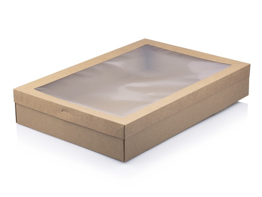 image_512 Kraft Picnic Box & Window Lid Combo - XLarge - Unfolded (45x30x8)(50s) - Image 1