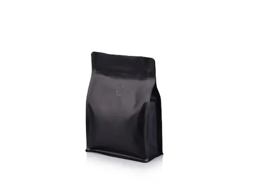image_512 Coffee Bag - 250g | Flat Bottom Zip & Valve | Small | Pack of 25 - Black - Image 1