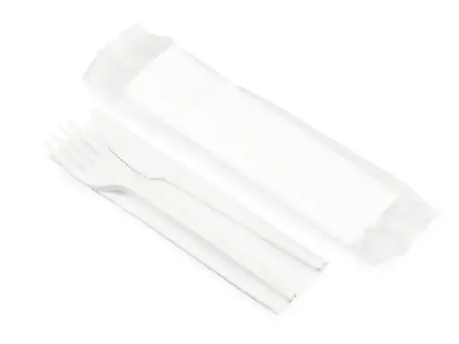 image_512 Picnic Set - 16cm CPLA Cutlery | Knife, Fork & Napkin in BioBag | 50's - AJ - Image 1