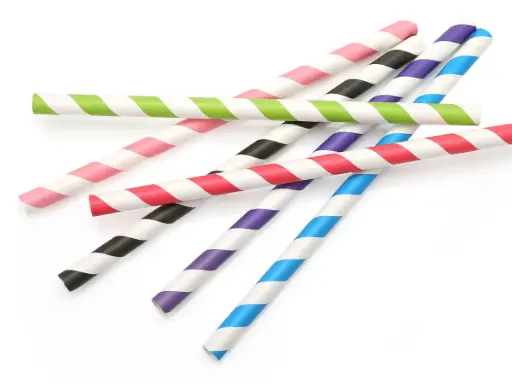 image_512 10mm Paper Straws - Unwrapped | Assorted Colour -Stripe | 250's - Image 1