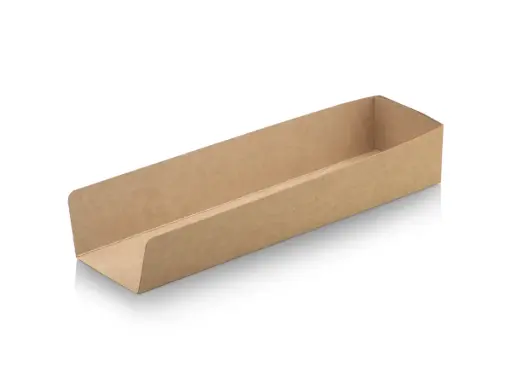 image_512 Flat Packed Paper Bio Hot Dog Tray | Kraft | 100's - CCP - Image 1