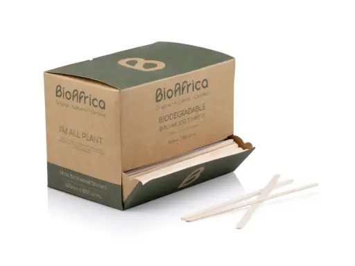 image_512 14cm Birchwood Stirrer | Unwrapped | Kraft Dispenser Box | 1000's - Image 1
