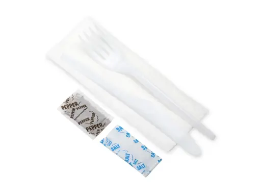 image_512 Picnic Set - 16cm Plastic | 5-1 | Knife & Fork with Salt, Pepper & Serviette | 250's - Image 1