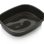Oval Meal Container - with Compartments | Black Plastic | Microwavable | 250's - Z