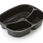 Oval Meal Container - with Compartments | Black Plastic | Microwavable | 250's - Z