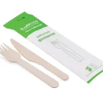 Picnic Set - 16cm Birchwood Cutlery | Knife & Fork | Wrapped BioAfrica | 500's